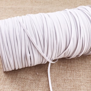 50 Meter Flat Elastic Cord Band,White Nylon Coated fold over elastic tape belt String,knotting cord Elastic Rope Trim thread,Rubber cord
