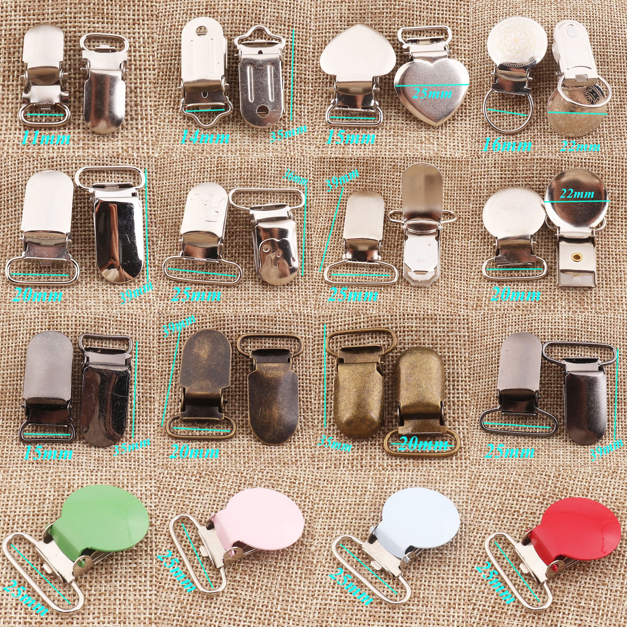 2pcs/lot Suspender Clips 50 40mm Metal Paci Pacifier Suspender Clips  Holders DIY For Custom Craft Project Strong Catch Accessory