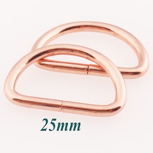 10-20 PCS Rose Gold D Ring Buckles 25mm Belt Webbing Purse Bag hardware Handbag D Rings Hardware Leather Craft D-ring(dri35)