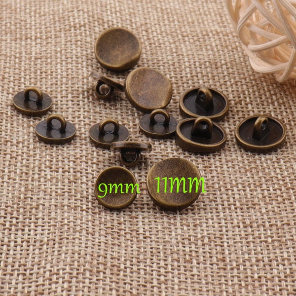 10 boutons métalliques 3/8"/1/2"(9mm/12mm) Boutons vintage à tige en bronze antique, fermoir à bouton en laiton métallique, bouton de pantalon, boutons de veste (B36/37)