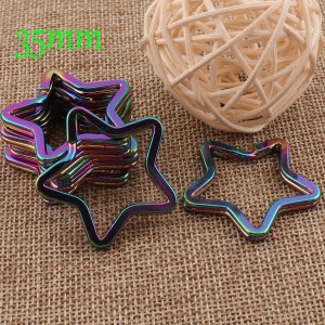 Rainbow Split Key Ring 1 3/8&quot;(35mm),10pcs,Pentagonal Star Keychain Split Key Rings key fob Split Rings Findings(5097)