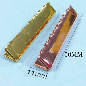 10-30 PCS Rose Gold/Gold Fastener Crimp,50mm clips Ribbon Crimp Ends,2&quot; Fasteners Clasp,Ribbon Crimps,Webbing Crimps,End Tip Caps