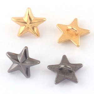 10 Metal Buttons 1/2&quot;(13mm)Gunmetal/Gold Shank Vintage Buttons,Star Buttons,Clothing Crafts Clasp,Mushroom Buttons(lb04)