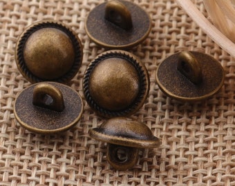10Metal Buttons 3/8"(10mm)Antique Bronze Shank Vintage Dome Mushroom Round Buttons Jewelry Coat Sweater Clothing Crafts Jacket Buttons(B10)