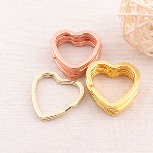 1&quot;(25mm),10pcs,Golden /Pale Golden/Rose Golden Heart shape Key Ring keychain Split Key Rings key fob  Split Rings Findings(5043)