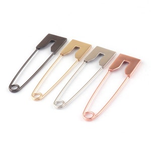 10 Stück große Silber / Gold / Rose Gold / Gunmetal 80mm x 20mm Sicherheitsnadeln Brosche Stich Marker, Metall Schmuckanhänger Brosche Bar Sicherheitsnadeln Befestigungen