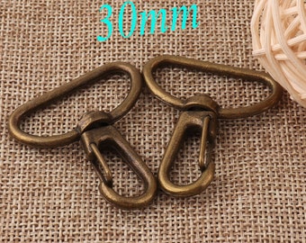 10 Swivel Lobster Clasp, Lobster Swivel Clasps,Lobster Clasp,Swivel Clasp,Antique Bronze Hook,30mm Handbag Snap,Purse Hook,Swivel Hook