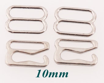 50 piezas de metal plateado para hacer sujetadores, hebilla de ganchos deslizantes, correa de ajuste de lencería, ganchos en G para bikini, ajustadores de correa de sujetador-10mm-3/8"(SB20)