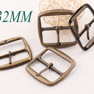 30 PCS Atique Bronze Strap Buckle,32mm Square Center Bar Buckles,Fasteners Belt Buckle,Bag Luggage Shoes Watch Straps buckle(BE09)
