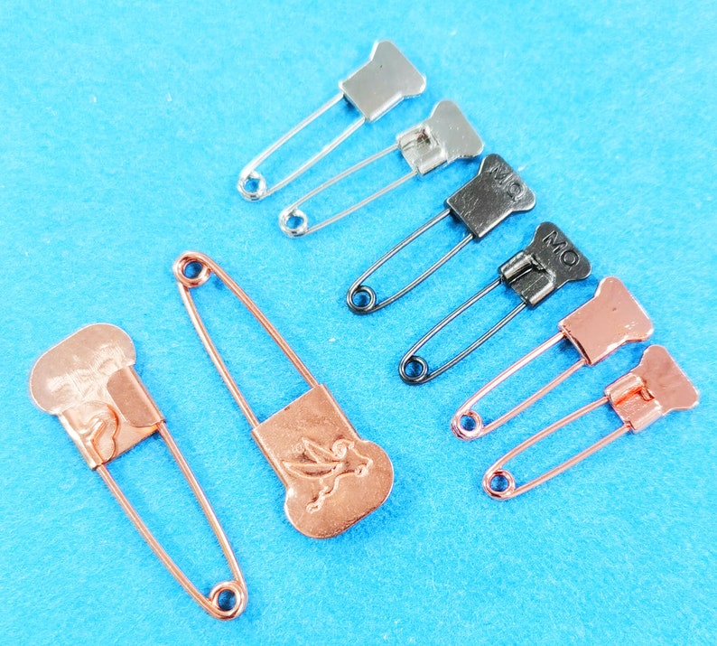 Copper Safety Pins 50 PCS Silver Rose Gold Gunmetal Craft Etsy