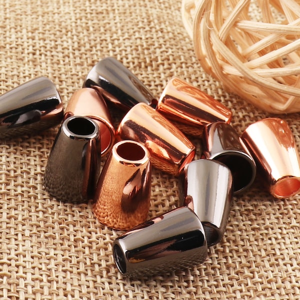20 pcs Rose Gold/Gunmetal Craft Metal End Tips Cord Locks,Cord End Buckle Cap Rope Buckle,Connector Buckle Replacement DIY -5mm(cr33)