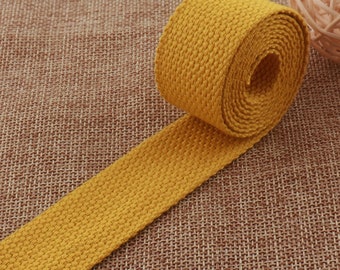 1" Webbing,Yellow Cotton Webbing Ribbon,Key Fobs,25mm Bag Belts,1 inch webbing,Purse Straps,Tape Bag,Handle Belting(WB436)