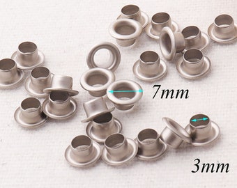 100-200 pcs Silver Eyelets and Grommets,Eyelets Tunnels Canvas Eyelets bag Eyelets,Great for Clothes Leather Canvas bag-3mm*7mm(ey3006)