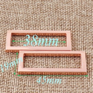 8PCS Rose Gold Rectangle Rings,38mm Square Rings,Rectangular Wire Loops,1.5&quot; wire rings,bag rings,Webbing Purse,Making Hardware Handbag(a60)