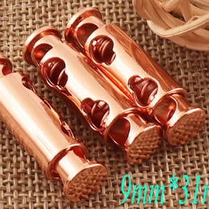 1-10 PCS Rose Gold Double Barrel Toggle Cord Lock Rope Buckle,Connector Buckle Spring Buckle,Cylinder Stopper Toggle(ck01)