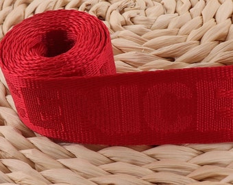 Red Webbing,Smooth Webbing,1 inch webbing,Letters"NICE"Ribbon,Belts Bag,Handle Bag,Purse Straps,nylon webbing,webbing buckle,webbing(WB595)