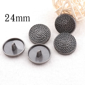 Metal Buttons-Shank 6 pcs 1&quot; 25mm Black Buttons Chain Pattern Button Coat Sweater Clothing Leather Wrap Clasps