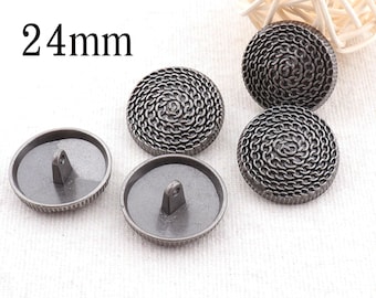 Metal Buttons-Shank 6 pcs 1" 25mm Black Buttons Chain Pattern Button Coat Sweater Clothing Leather Wrap Clasps