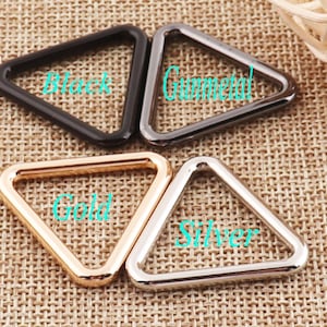 1 Zoll Dreieck Ringe Schnallen Schwarz Gunmetall Silber blasses Gold Teller Schiebeschnallen Befestigungselemente Gürtelschnalle Hardware-Geldbeutel Tasche Zubehör 25mm