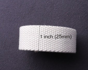 1 inch (25mm) width white soft Webbing Cotton webbing  purse strap Thick Canvas Cotton Belt Handle,1yard,5yards