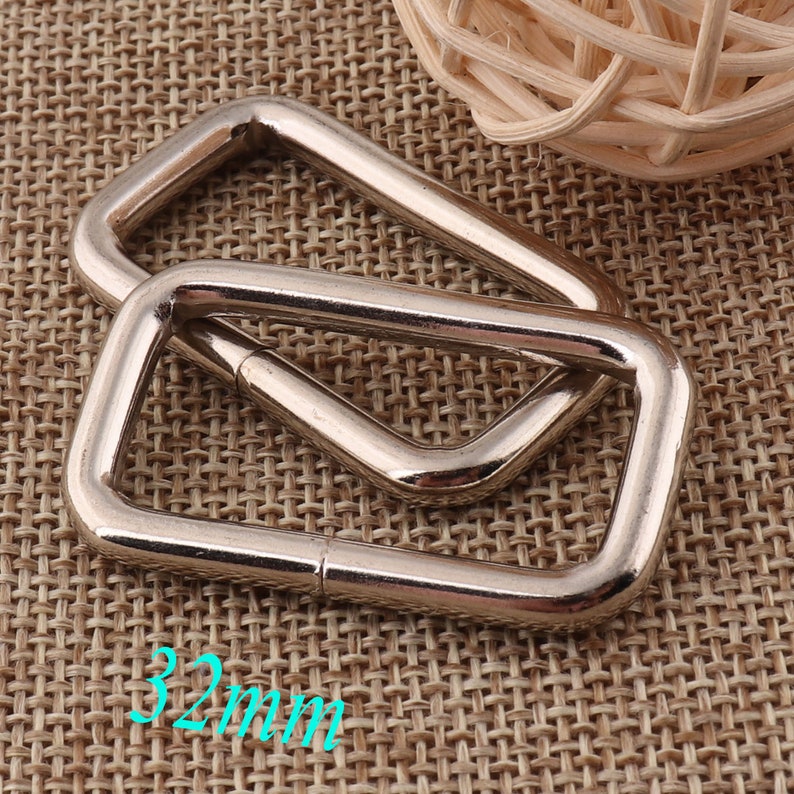 8PCS Silver Rectangular Wire Loops,32MM Rectangle Rings Square Rings,wire rings,bag rings,Webbing Purse Handbag Bag Making Hardware Handbag