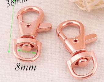 Lobster Swivel Clasps 10 PCS Rose Gold Lobster Clasp Hook Clasps,Purse Clip Findings Buckle Gate Bag Purse Strap,Alloy Clasp Purse HooK