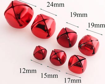 20-100 Pcs Red Jingle Bells,Christmas Bells,Christmas Tree Ornament,Christmas Decoration-12mm/15mm/17mm/19mm/24mm/28mm