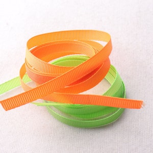 Fita-1/4 "(5 mm) - Fita de gorgorão laranja claro/verde claro, ótima para decoração, embrulho de presente, fita de cabelo DIY arcos clipes de casamento 1 jarda (RB43)