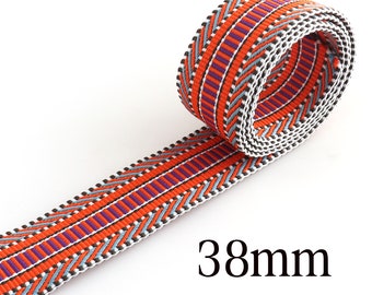 1 1/2 inch Orange webbing,purse strap handbag handle 38mm jacquard ribbon,striped webbing nylon webbing purse strap,Pet Collars Leash