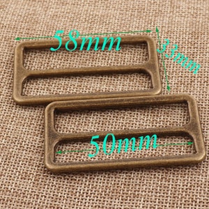 Antique Bronze Slide Buckles,2&quot; Belt Buckle Strap Fasteners,Adjuster Buckles Bag Luggage Straps,Metal Purse Buckles-6pcs