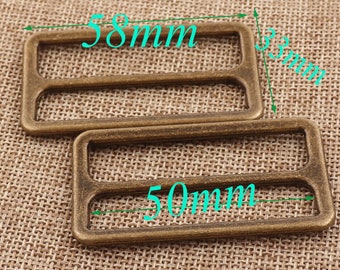 Antique Bronze Slide Buckles,2" Belt Buckle Strap Fasteners,Adjuster Buckles Bag Luggage Straps,Metal Purse Buckles-6pcs