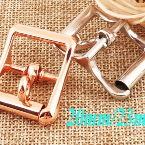 12 pcs Metal Rose Gold/Silver Center Bar Buckle Slide Buckles,20mm/23mm Belt Strap Fasteners Adjuster Buckles Bag buckles strap Adjuster