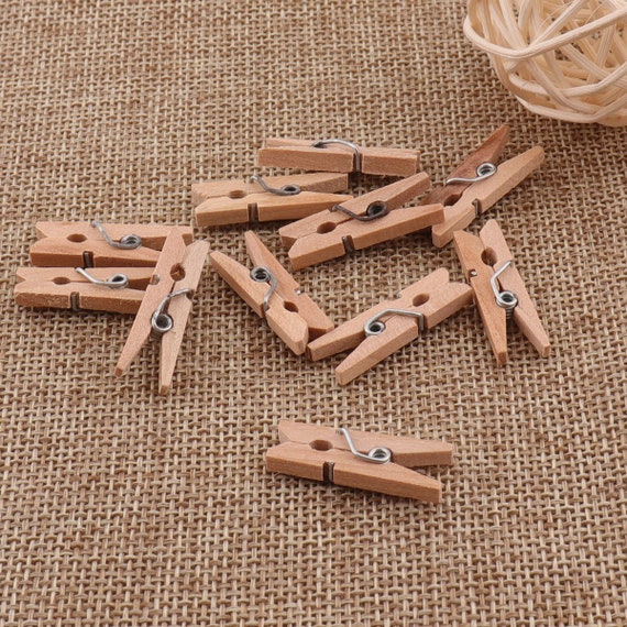 100/10PCS Mini 25mm Natural Wooden Clips Photo Clips Clothespin