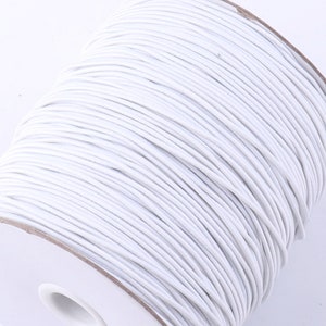 10-20 YARDS Elastic band,White Craft Nylon Coated Elastic Cord,Stretch Elastic Thread Round Elastic Stretch Cord 1.5 mm Making masks