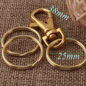 20pcs,Gold Lobster Swivel Clasps with ring,key ring clasps,,key rings,Strap Hook,Swivel Snap,hook,wholesale clips(a41)