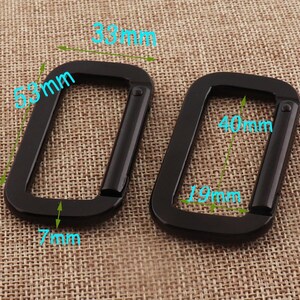 10 pcs Large Carabiner,Black Aluminum Carabiners,carabiner clip,Carabiner Keychain,Key Chain ,Rock Climbing(7001) image 2