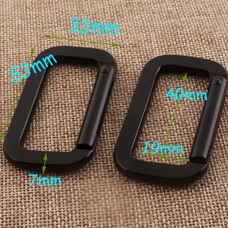 10 pcs Large Carabiner,Black Aluminum Carabiners,carabiner clip,Carabiner Keychain,Key Chain ,Rock Climbing(7001) image 2