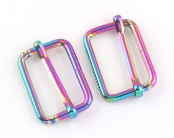 2-10 PCS, hebilla deslizante arco iris de 1''(25 mm), hebilla de correa, hebilla ajustable, cinturón de correas, correas de bolso, artesanía de cuero, hardware de bolso