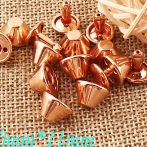 100 pcs Rose Gold Double Cap Rivets,Dome Double Cap Round Rivet Domed Studs Leather craft Rivet Fastener Snaps Prong Studs-10mm*11mm(ri60)