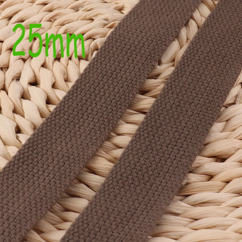 WB577 Pale Brown Cotton Webbing,1 inch Webbing,Soft Bag Purse Key Fob Webbing,Webbing Keychain,Trim Webbing By The Yard