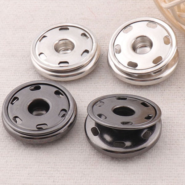 40Sets-Snap Buttons-7/8"(23mm)-Argent/Noir Snap Jewelry-Rapid Button-Snap Attaches- Boutons ronds-Boutons de vêtements-Boutons cachés-DIY(1005)