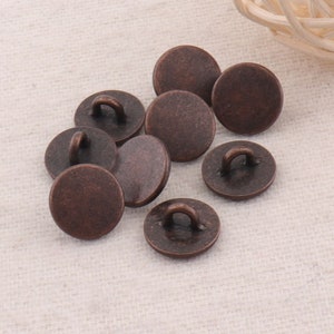10pcs,Metal Buttons -Shank1/2&quot;(12mm),Metal Flat Button Vintage Jewelry Ancient Copper Buttons Coat Sweater Clothing Leather Wrap Clasps(C65)