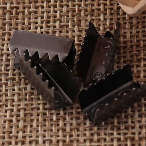 100 pcs Crimp Ends Fasteners Clasp,12mm Black Smooth Fastener Crimp,Bracelet Jewelry Making,Webbing Leather Stringing,Ribbon(a50)