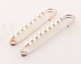 9 Spille Con Perle Per Donna - Spille Da Maglia E Scialle - Colori Bianco, Grigio E Champagne - 3,1 Cm - Fermagli Decorativi Per Vestiti