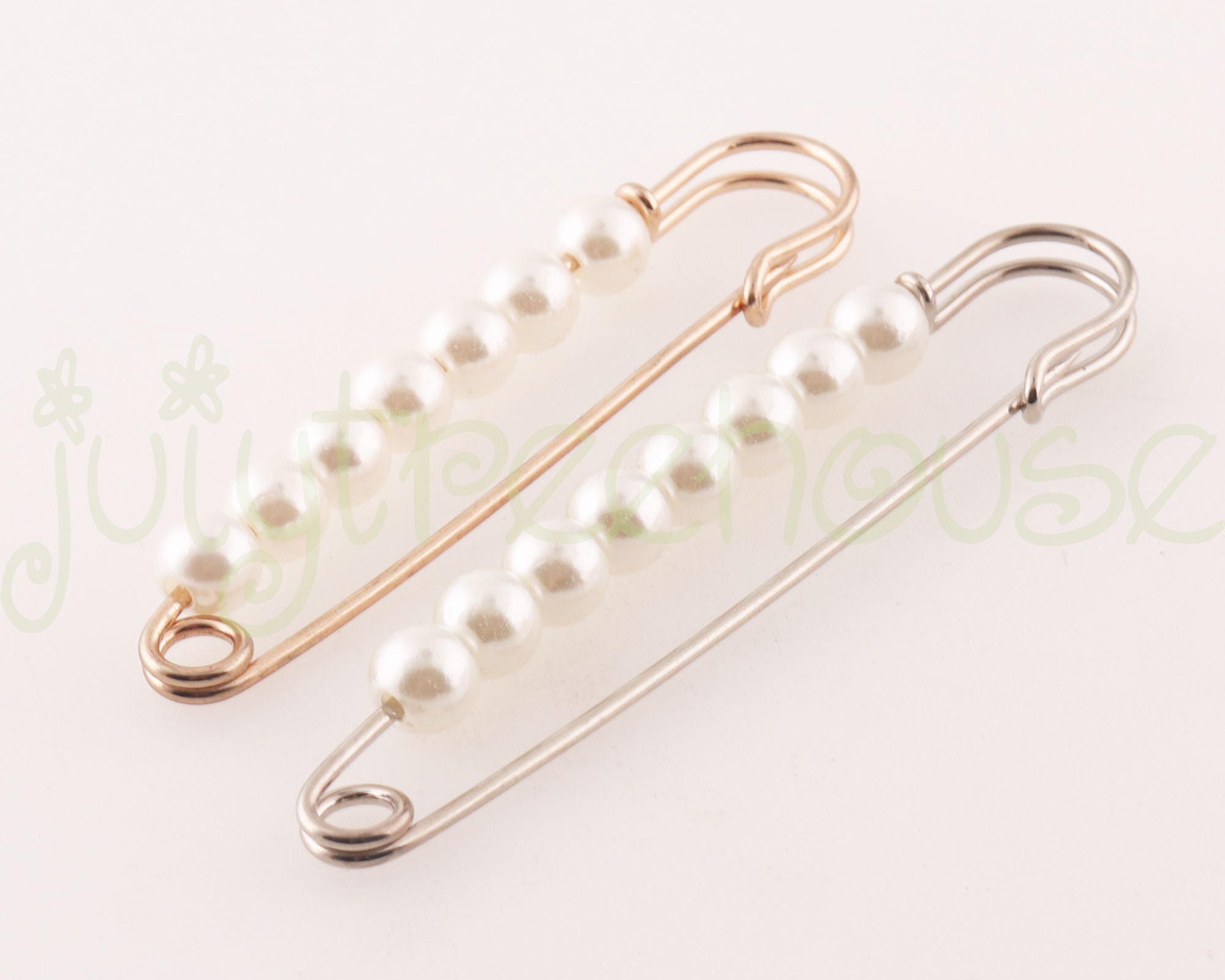 9 Spille Con Perle Per Donna - Spille Da Maglia E Scialle - Colori Bianco, Grigio E Champagne - 3,1 Cm - Fermagli Decorativi Per Vestiti