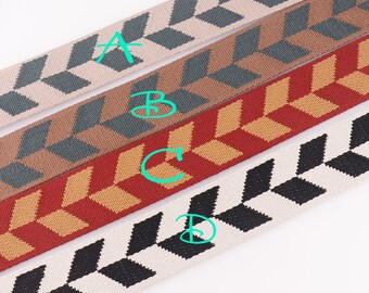 38 MM Gurtband, Rot / Schwarz Jacquard Gurtband, Baumwollgurtband, Tragetaschengurte, Gürtel Gurtband, 1 1/2 "Taschengriffe Tragetasche Riemenblattmuster