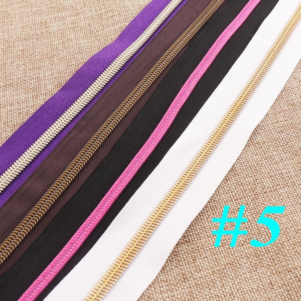 5-20 YARDS White/Purple/Black/Brown Nylon Coil Zippers,colorful,purse,nylon,dress,bag doll zipper,separating zipper,zipper by the yard-5#