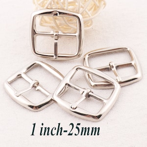 10 Stück Silber Schnallen, Riemen Schnalle Verschlüsse Gürtelschnalle Square Center Bar Schnallen Tasche Gepäck Schuhe Uhrenarmbänder-25mm(BE01)