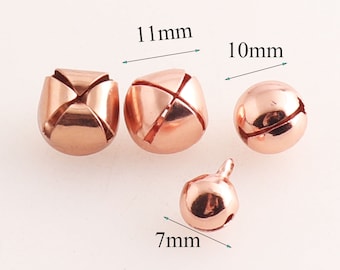 200 PCS Jingle Bells ROSE GOLD Christmas bells,Durable Jingle Bells Pet Bells Cross Bells Dancing Bells -7MM/10MM/11MM