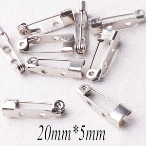 5-50 PCS Metal Silver Bar Safety Pins With 2 Holes,Brooch Bars Pin Backs Brooch Safety Pin Badge Fasteners-jewelry pins clothing pins(sp202)